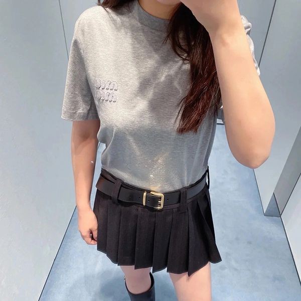 大人気◇ロゴ刺繍入りミュウミュウ N級品コットン ジャージー Tシャツ myq03559